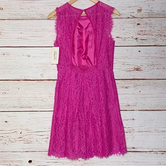NWT Shoshanna Paris Lace Fit and Flare Dress in Hot Pink Sz 2